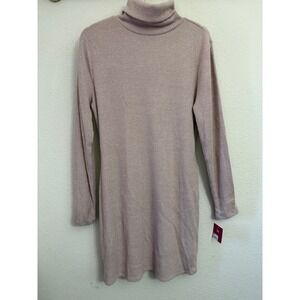 NWT SO Ribbed Turtleneck Long Sleeve Sweater Dress‎ Knee Length Blush Pink XL